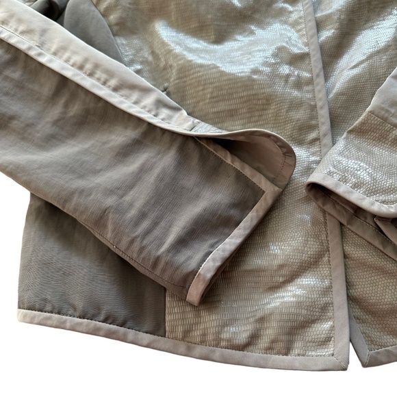 Lafayette 148 New York Size 6 Linen Blend Gray Pockets Faux Snake Print Jacket - Picture 7 of 16